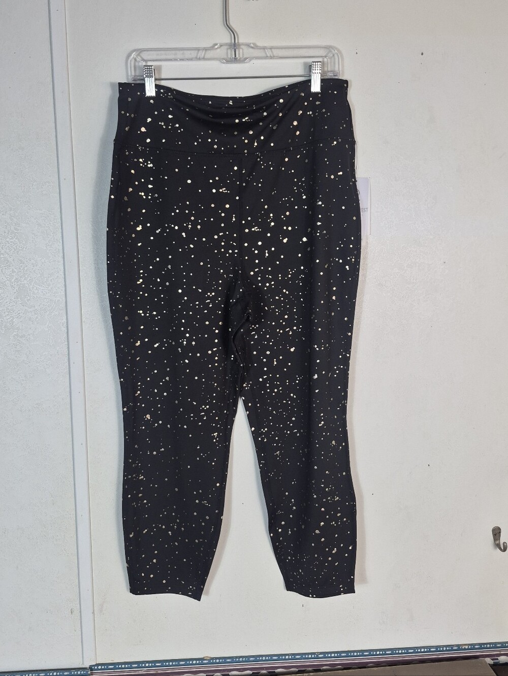 Nine West Active 2X Leggings Black Gold Speckled NWT
